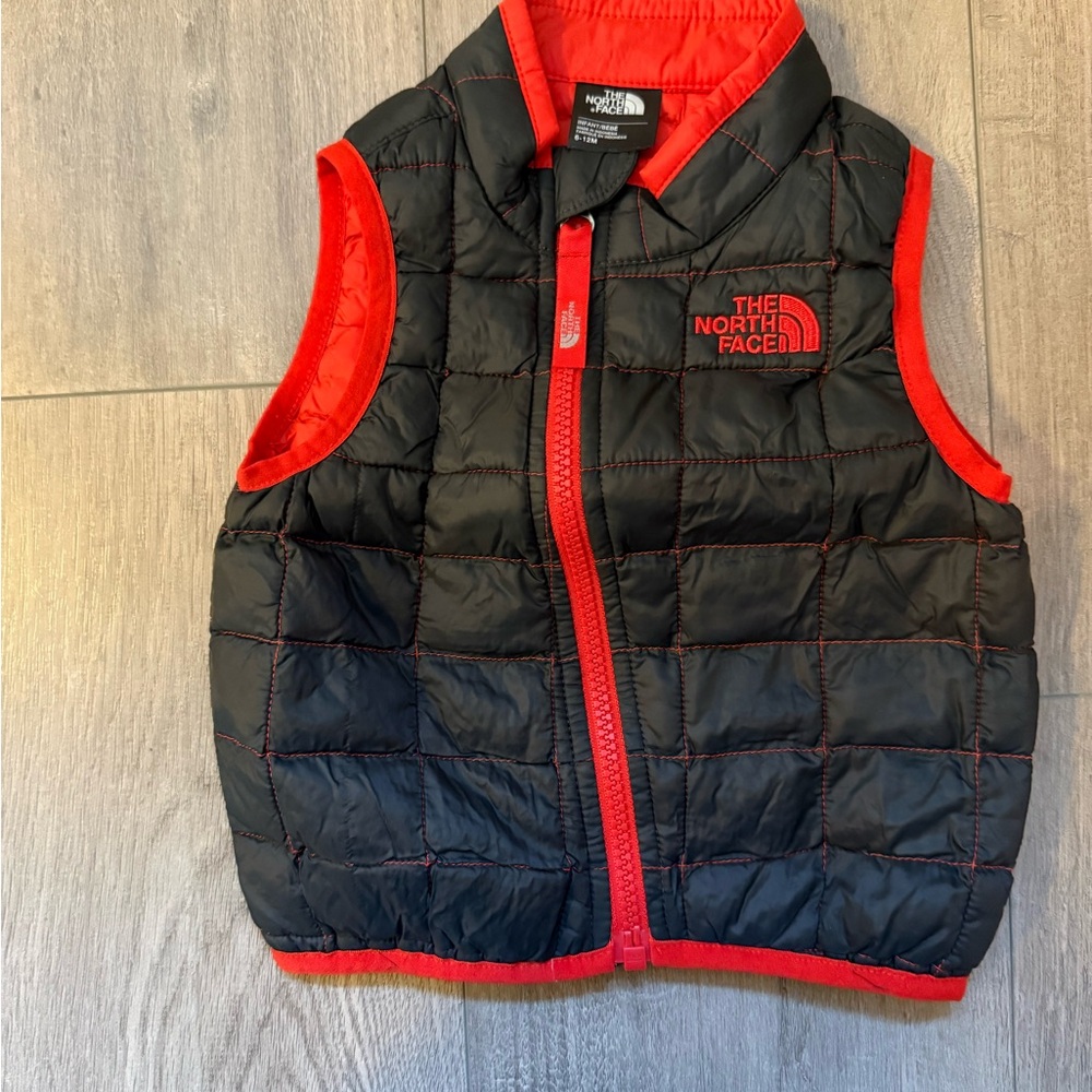 The North Face Black and Red Quilted Kids Vest